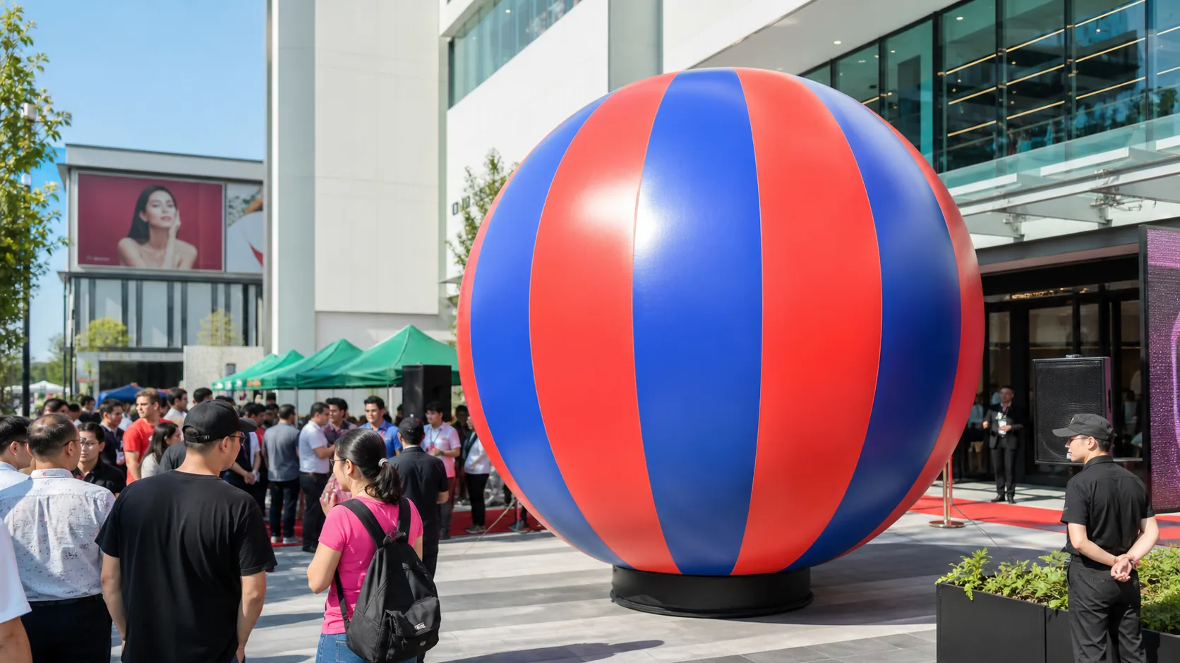 Inflatable advertising ground balloon used at a shopping mall activation
